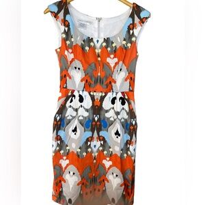 🧡🔥Maggy London beautiful Ikat print dress size 6 with cap sleeves. Gorgeous!